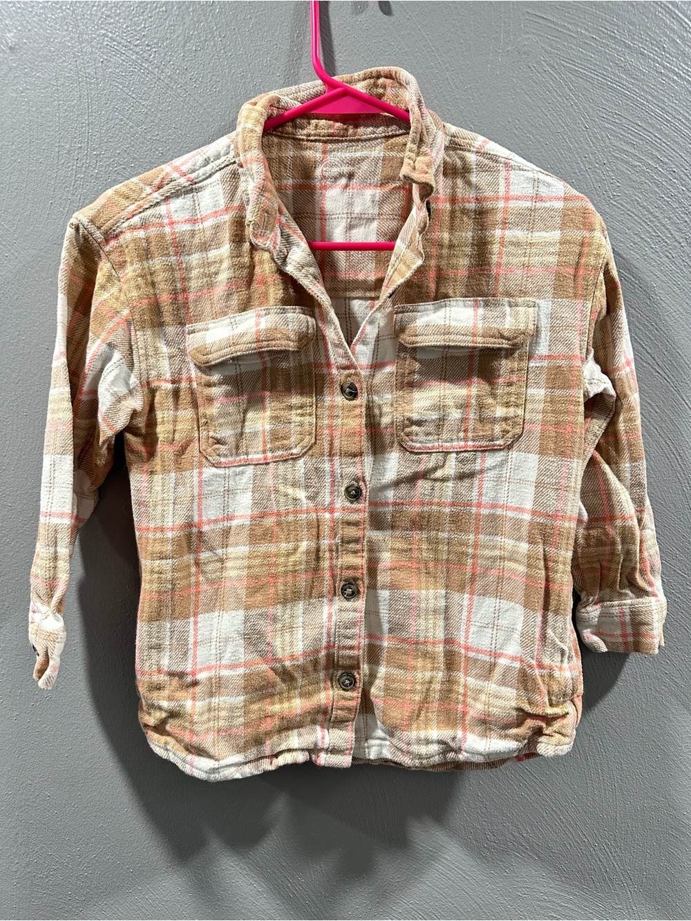 wonder nation Tan Plaid Button-Down Shirt